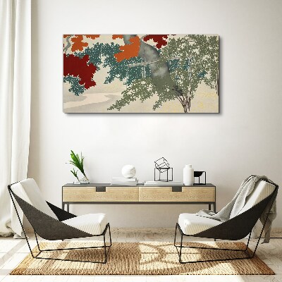 Schilderij op doek Herfstbladeren in het landschap