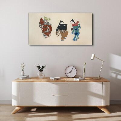 Canvas schilderij Japanse dansers in traditionele kostuums