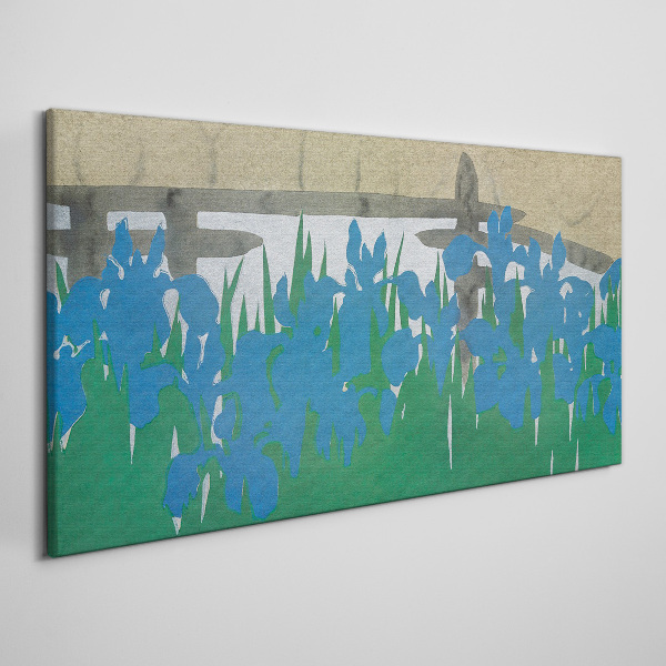 Schilderij op doek Bloemen in tinten blauw