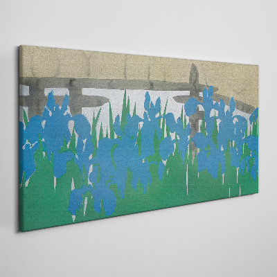 Schilderij op doek Bloemen in tinten blauw