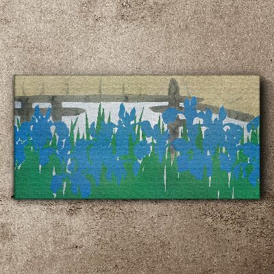 Schilderij op doek Bloemen in tinten blauw