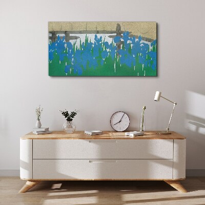 Schilderij op doek Bloemen in tinten blauw