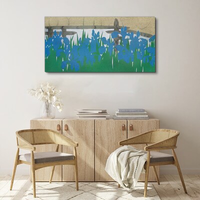 Schilderij op doek Bloemen in tinten blauw