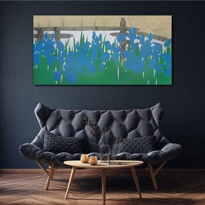 Schilderij op doek Bloemen in tinten blauw