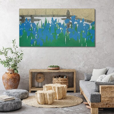 Schilderij op doek Bloemen in tinten blauw