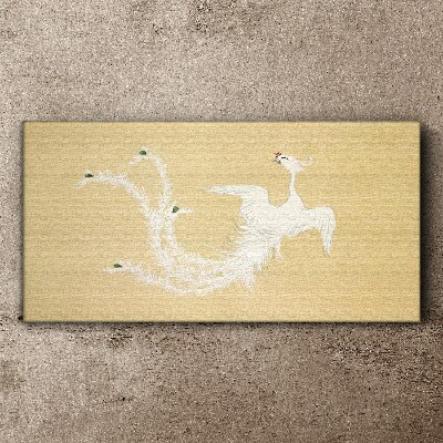 Schilderij op doek Witte feniks op een gouden achtergrond