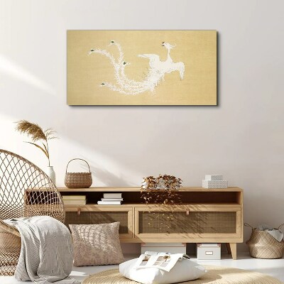 Schilderij op doek Witte feniks op een gouden achtergrond