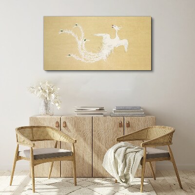 Schilderij op doek Witte feniks op een gouden achtergrond