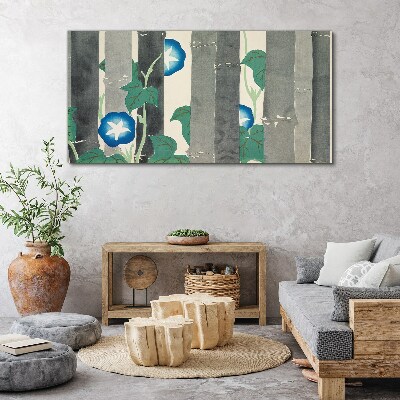 Foto op canvas Ochtend in het bos met blauwe bloemen