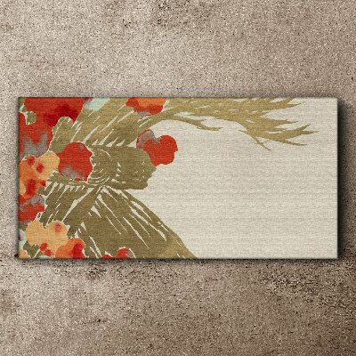 Schilderij op doek Bloemenmotief in warme tinten