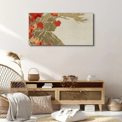 Schilderij op doek Bloemenmotief in warme tinten