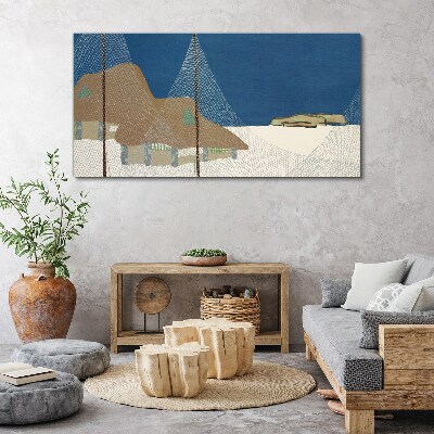 Foto op canvas Abstract landschap met een raster