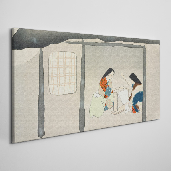 Schilderij op doek Werken in een traditioneel Japans dorp