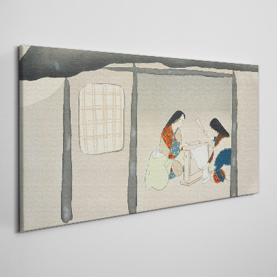 Schilderij op doek Werken in een traditioneel Japans dorp