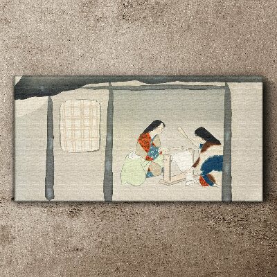 Schilderij op doek Werken in een traditioneel Japans dorp