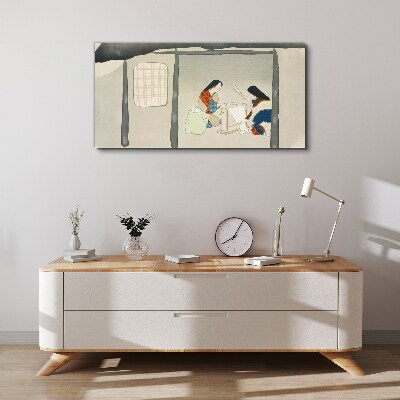 Schilderij op doek Werken in een traditioneel Japans dorp