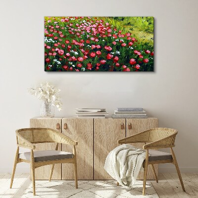 Foto op canvas Een weide vol klaprozen