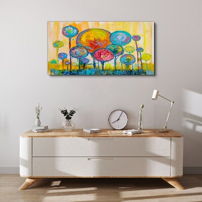 Schilderij op doek Kleurrijke cirkels tegen de zon