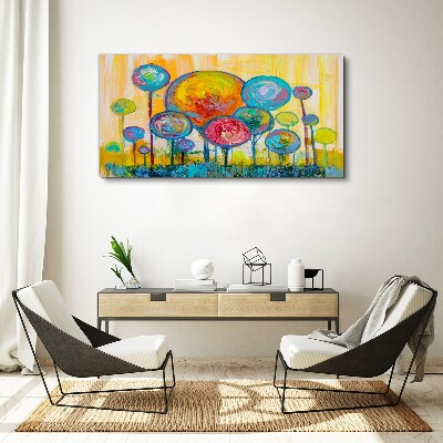 Schilderij op doek Kleurrijke cirkels tegen de zon