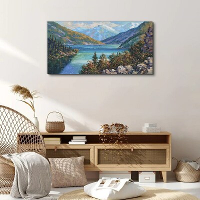 Canvas schilderij Berglandschap aan het meer