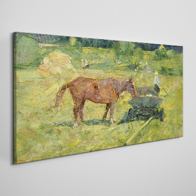Canvas schilderij Plattelandsgezicht met paard