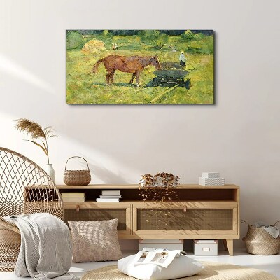 Canvas schilderij Plattelandsgezicht met paard