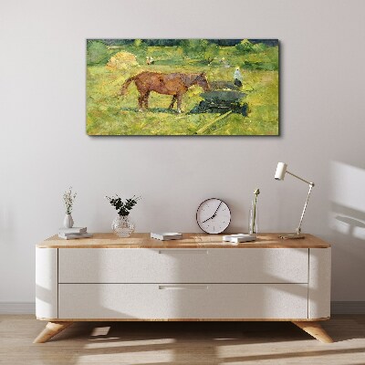 Canvas schilderij Plattelandsgezicht met paard