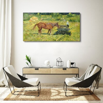 Canvas schilderij Plattelandsgezicht met paard