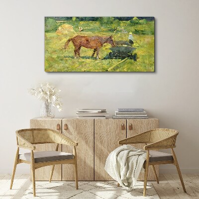 Canvas schilderij Plattelandsgezicht met paard