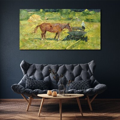 Canvas schilderij Plattelandsgezicht met paard