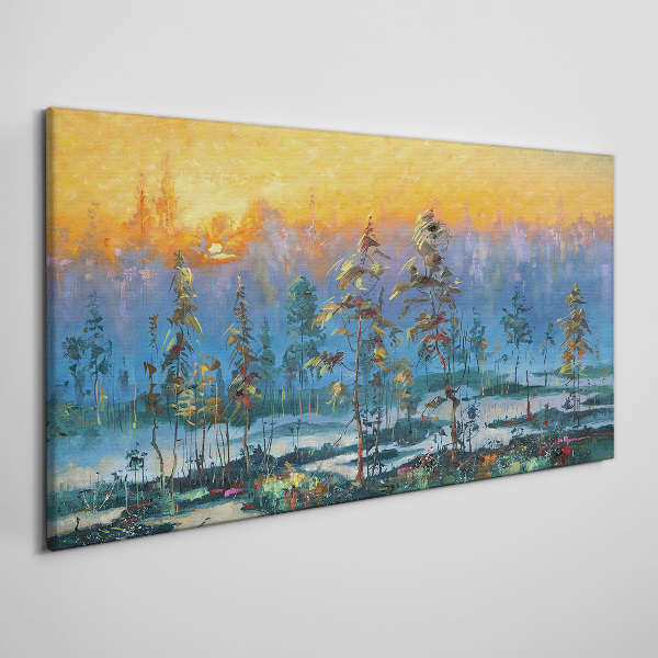 Schilderij op doek Gouden ochtenden in het bos