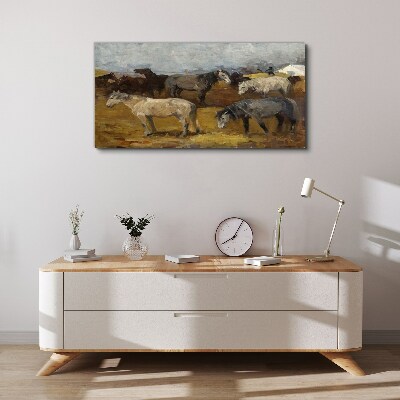 Foto op canvas Pastoraal landschap met paarden