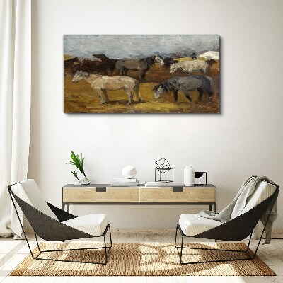 Foto op canvas Pastoraal landschap met paarden