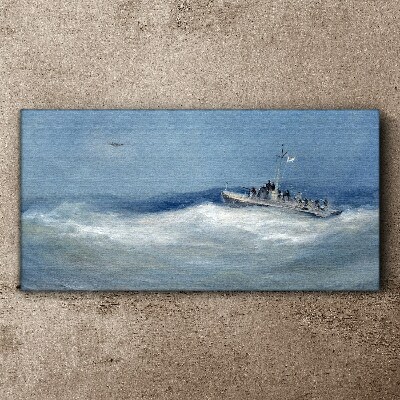 Foto op canvas Stormachtige zee met een boot