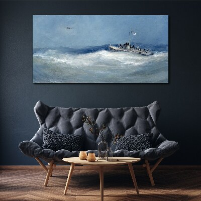Foto op canvas Stormachtige zee met een boot