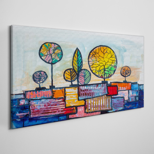 Schilderij op doek Kleurrijke bomen in een abstract landschap