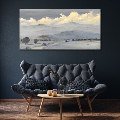 Foto op canvas Mistig bergpanorama