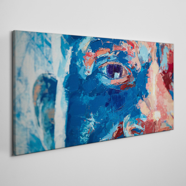 Schilderij op doek Intense gezichtsbehandeling in blauwe tinten