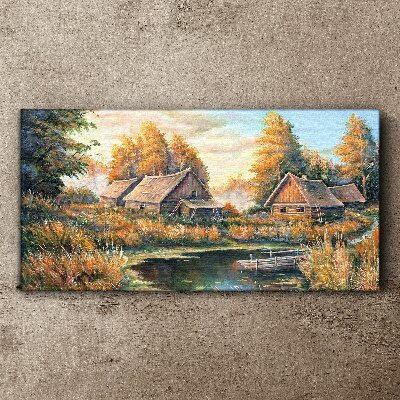 Canvas schilderij Een vredig landelijk landschap in de ochtend