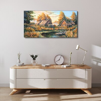 Canvas schilderij Een vredig landelijk landschap in de ochtend