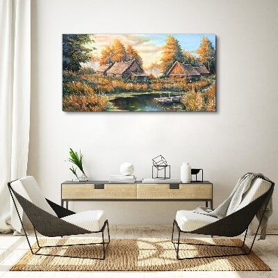 Canvas schilderij Een vredig landelijk landschap in de ochtend
