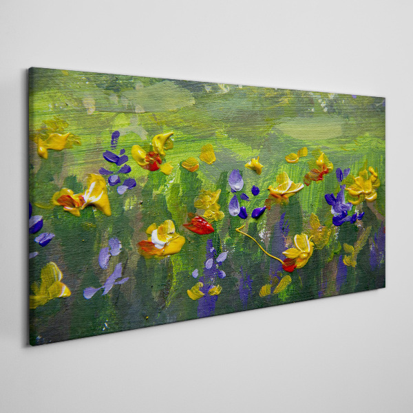 Canvas schilderij Een bloemenlandschap in lentekleuren