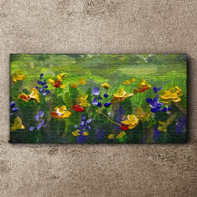 Canvas schilderij Een bloemenlandschap in lentekleuren