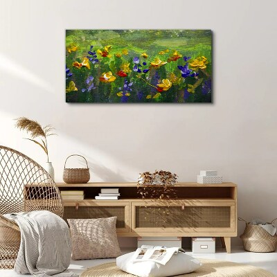 Canvas schilderij Een bloemenlandschap in lentekleuren