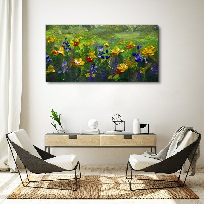 Canvas schilderij Een bloemenlandschap in lentekleuren