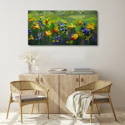 Canvas schilderij Een bloemenlandschap in lentekleuren