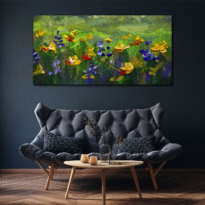 Canvas schilderij Een bloemenlandschap in lentekleuren