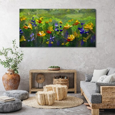 Canvas schilderij Een bloemenlandschap in lentekleuren