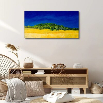 Schilderij op doek Gouden velden onder een blauwe lucht