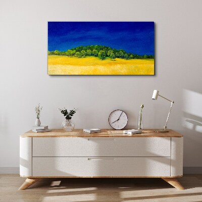 Schilderij op doek Gouden velden onder een blauwe lucht